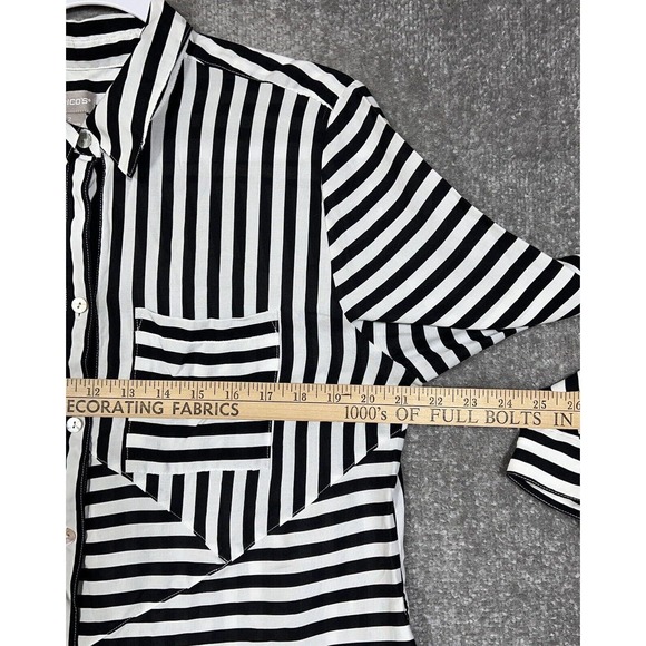 Chicos Long Sleeve Splice Striped Button Up Tunic Top Womens‎ Size 2 US Sz 12/14 - Picture 5 of 7